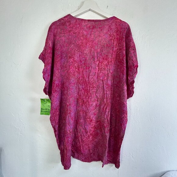 Hand Kreation Womens Pink Floral Short Sleeve Lightweight Poncho One Size New - Picture 2 of 7